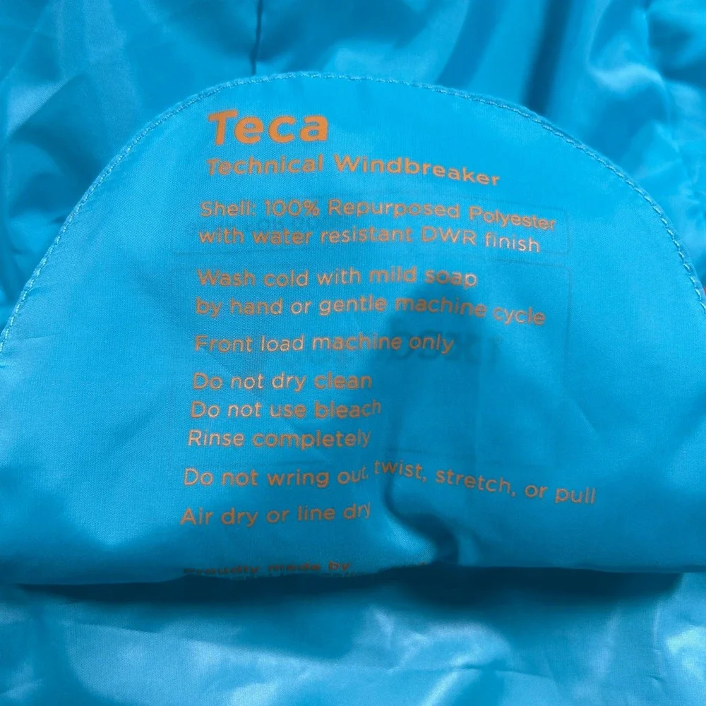 Cotopaxi Teca Windbreaker Women Large Blue Yellow Orange Colorblock Technical